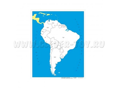 Контурная карта Южной Америки - государства