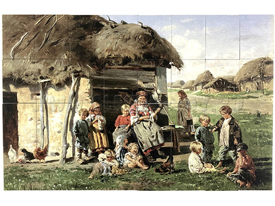 Набор магнитных карточек "Крестьянские дети " (Владимир Маковский) (для работы на классной доске)