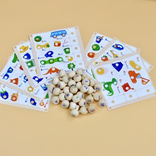 Набор "Азбука" (7 карточек + 33 фишки с буквами) для набора "Деревянная мозаика"